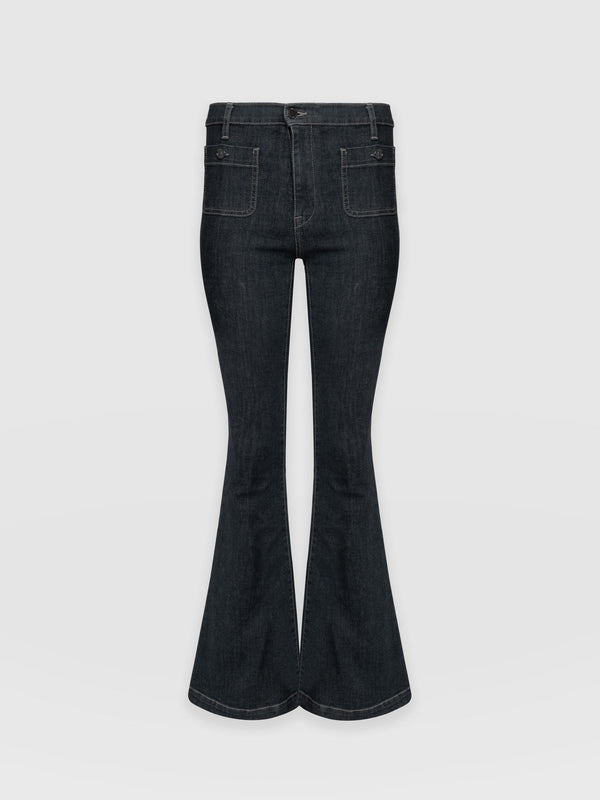 Bowie Stretch Flare Jeans - Black