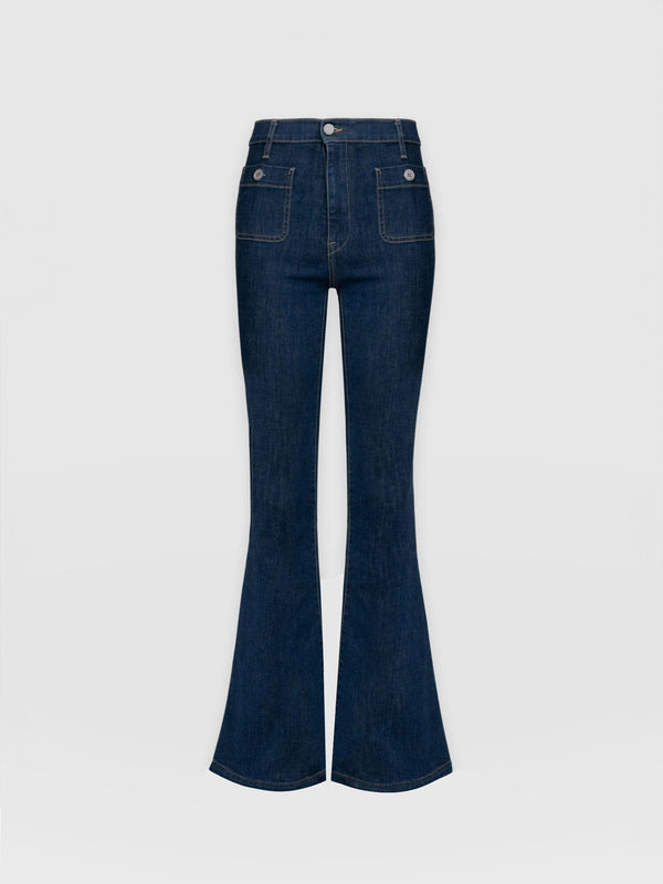 Bowie Stretch Flare Jeans - Mid Blue