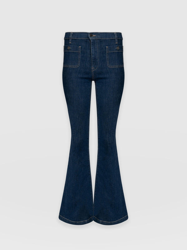 Bowie Stretch Flare Jeans - Mid Blue