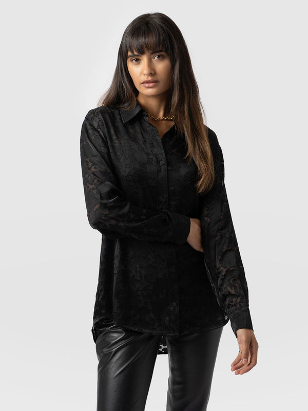 Boyfriend Shirt Black Burnout - Women's Shirts | Saint + Sofia® EU