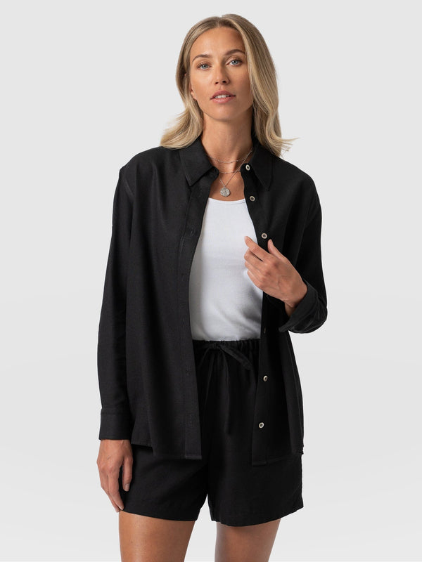 Boyfriend Shirt Black - Women's Linen Shirts | Saint + Sofia® EU