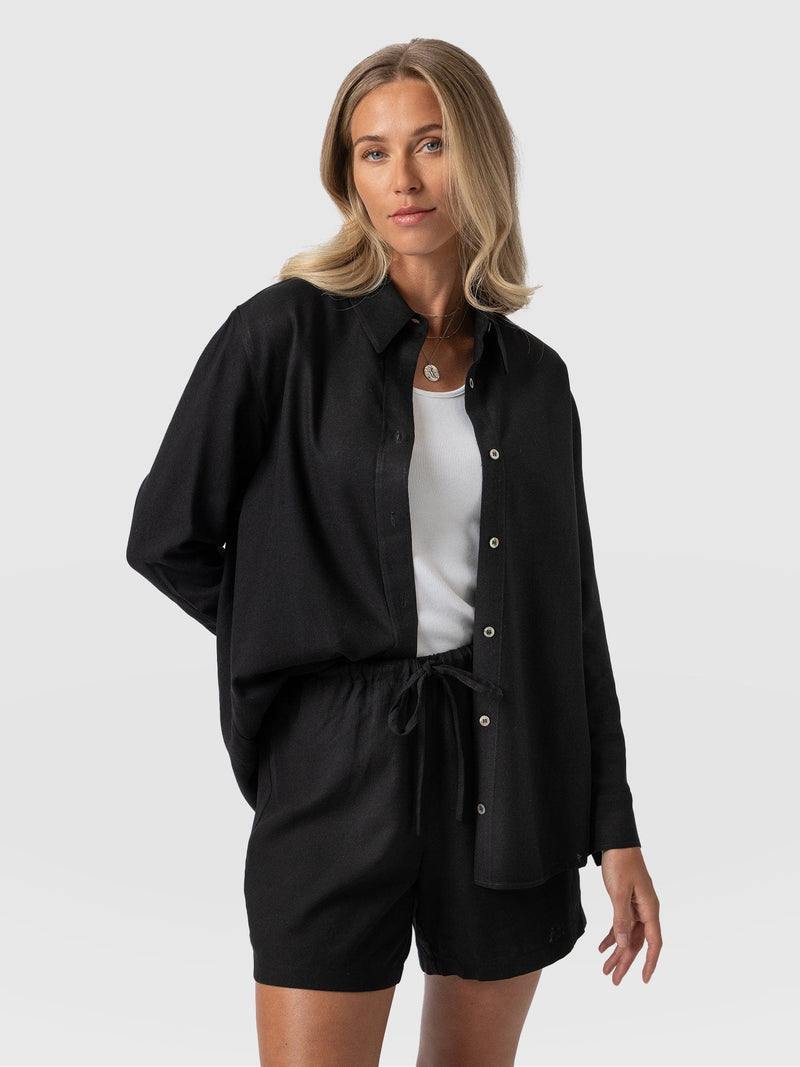 Boyfriend Shirt Black - Women's Linen Shirts | Saint + Sofia® EU