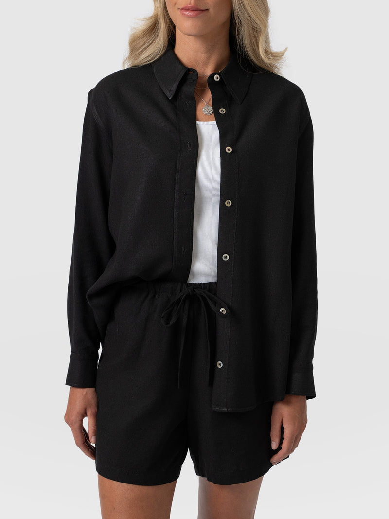 Boyfriend Shirt Black - Women's Linen Shirts | Saint + Sofia® EU