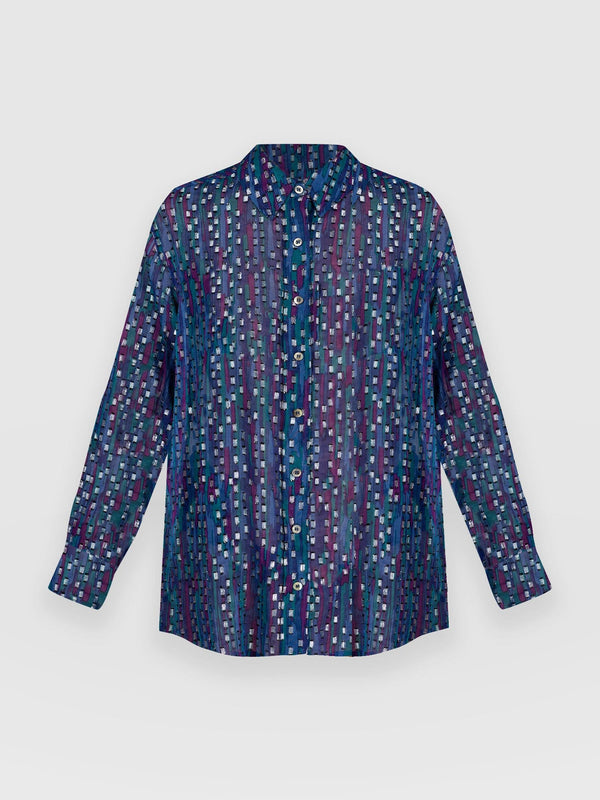 Boyfriend Shirt Blue Fleck - Women's Shirts | Saint + Sofia® EU