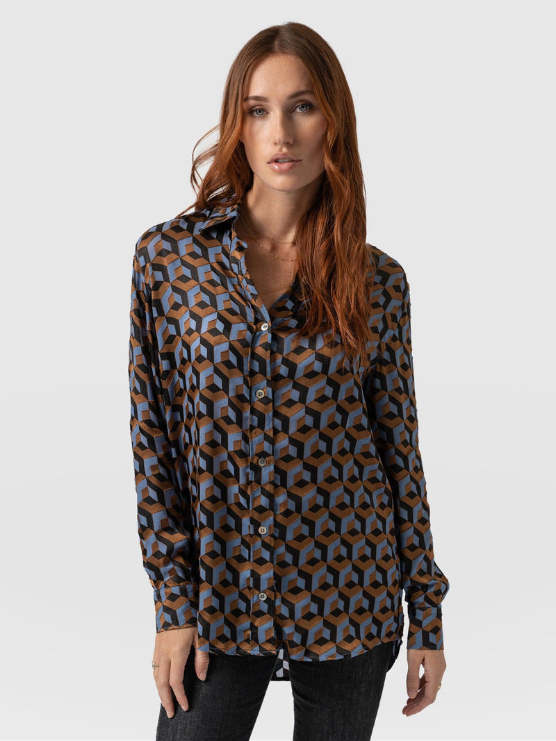 Boyfriend Shirt Geo Print - Women's Shirts | Saint + Sofia® EU