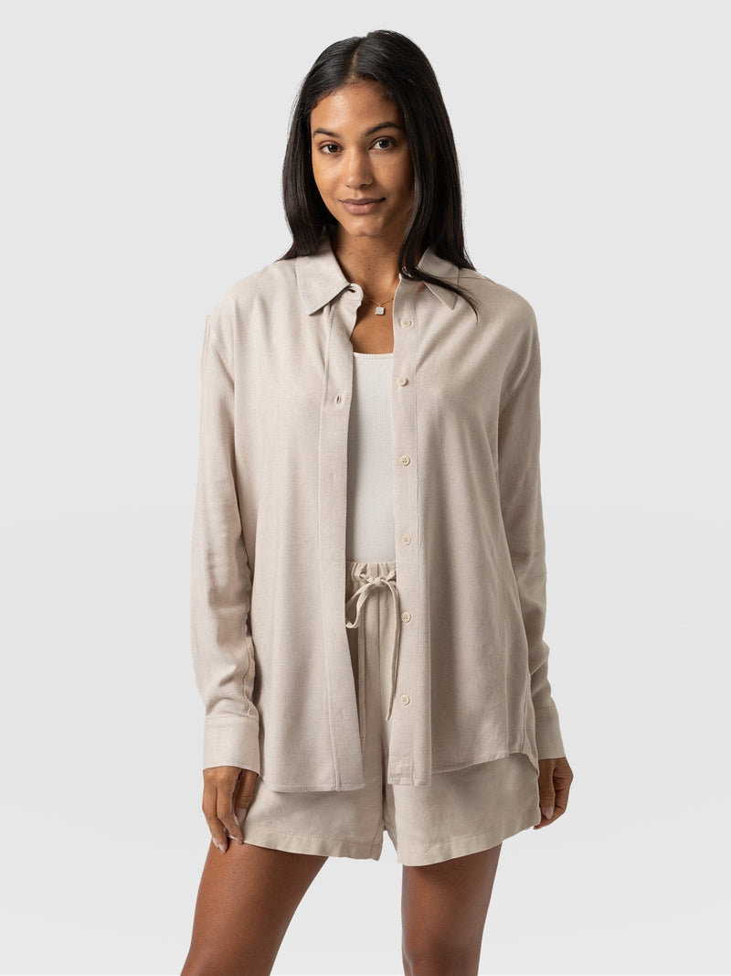 Boyfriend Shirt Oatmeal - Women's Linen Shirts | Saint + Sofia® EU