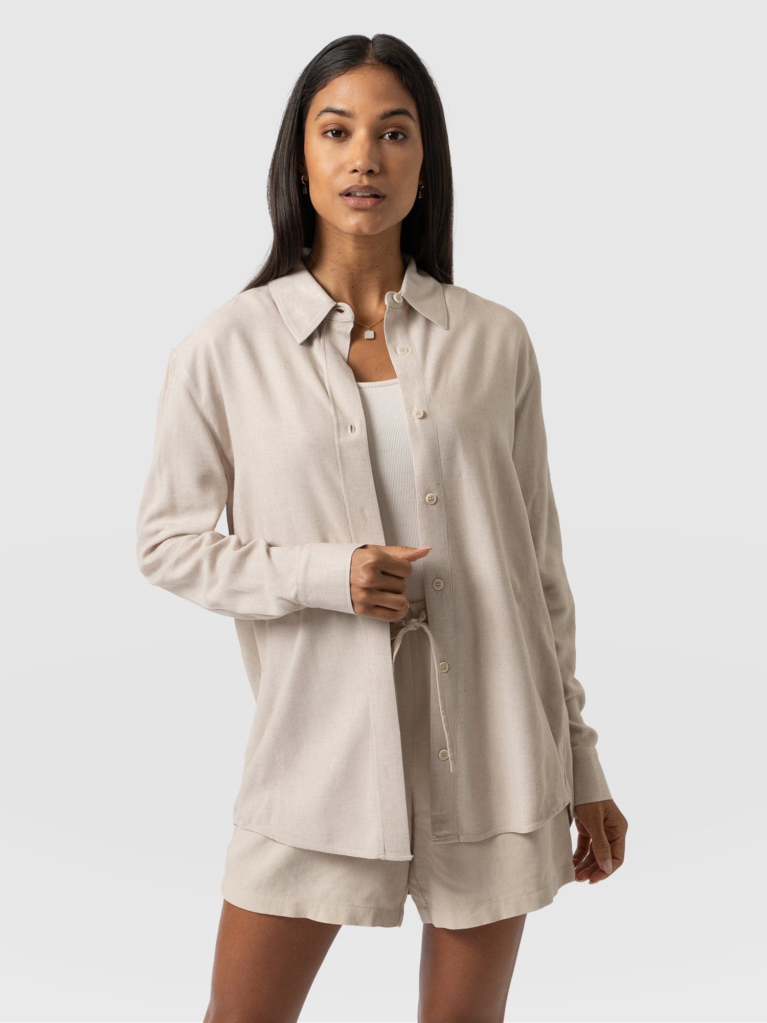 Boyfriend Shirt Oatmeal - Women's Linen Shirts | Saint + Sofia® EU