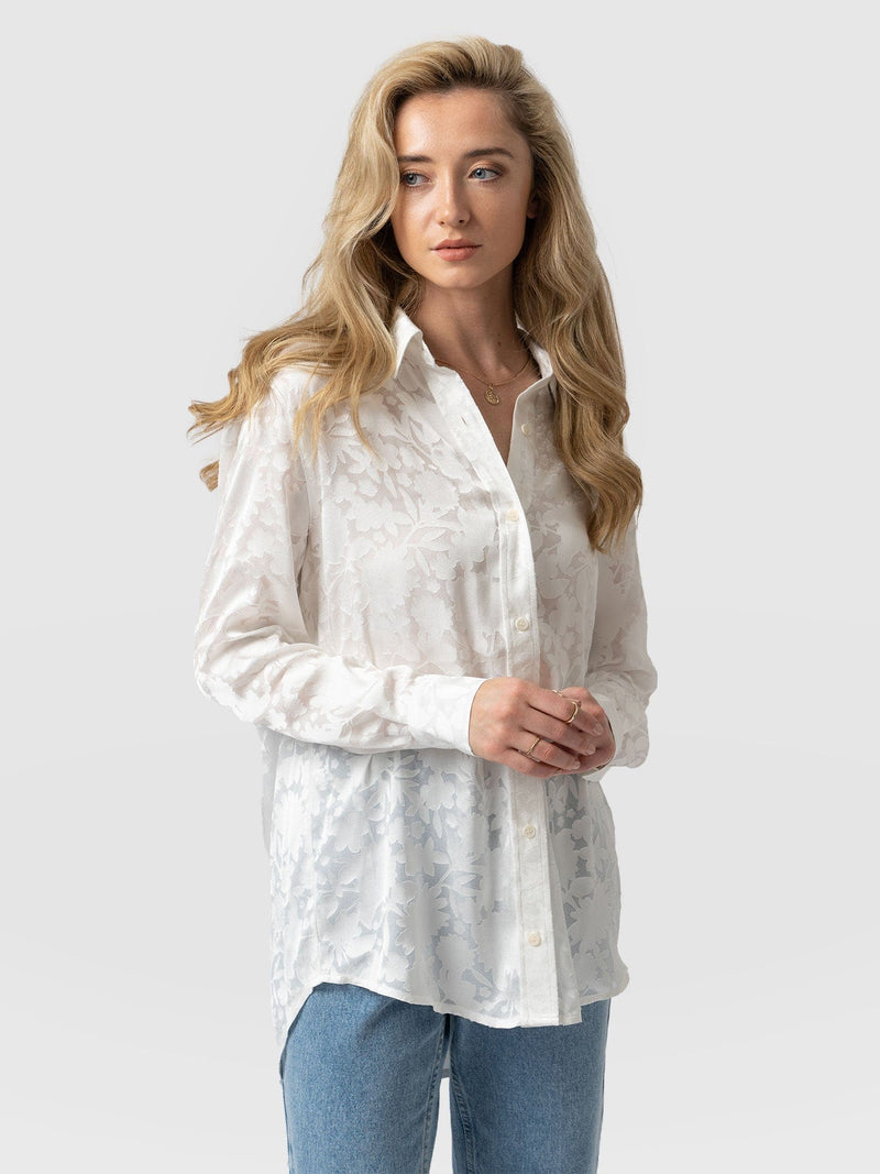 Boyfriend Shirt White Burnout - Women's Shirts | Saint + Sofia® EU