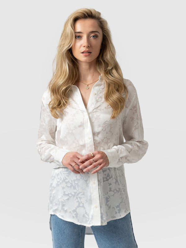 Boyfriend Shirt White Burnout - Women's Shirts | Saint + Sofia® EU