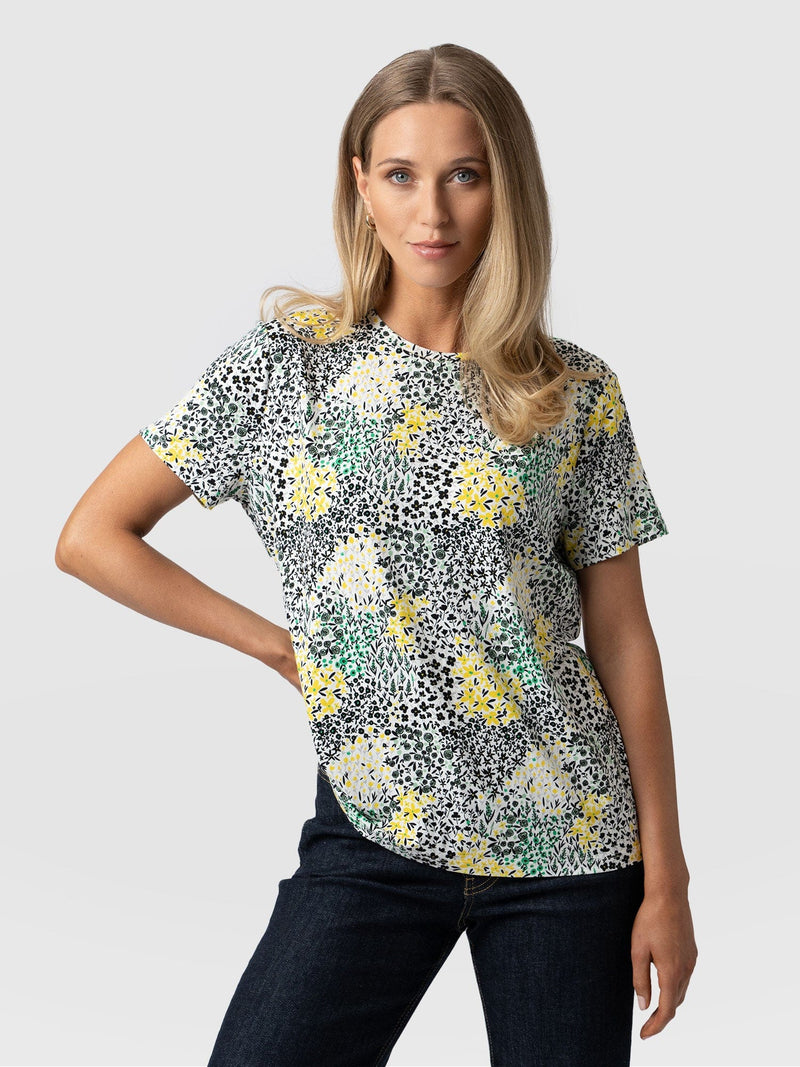 Boyfriend Tee White Daisy Floral - Women's T-Shirts | Saint + Sofia® UK