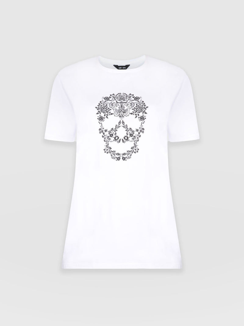 Boyfriend Tee White Skull - Women's T-Shirts | Saint + Sofia EU