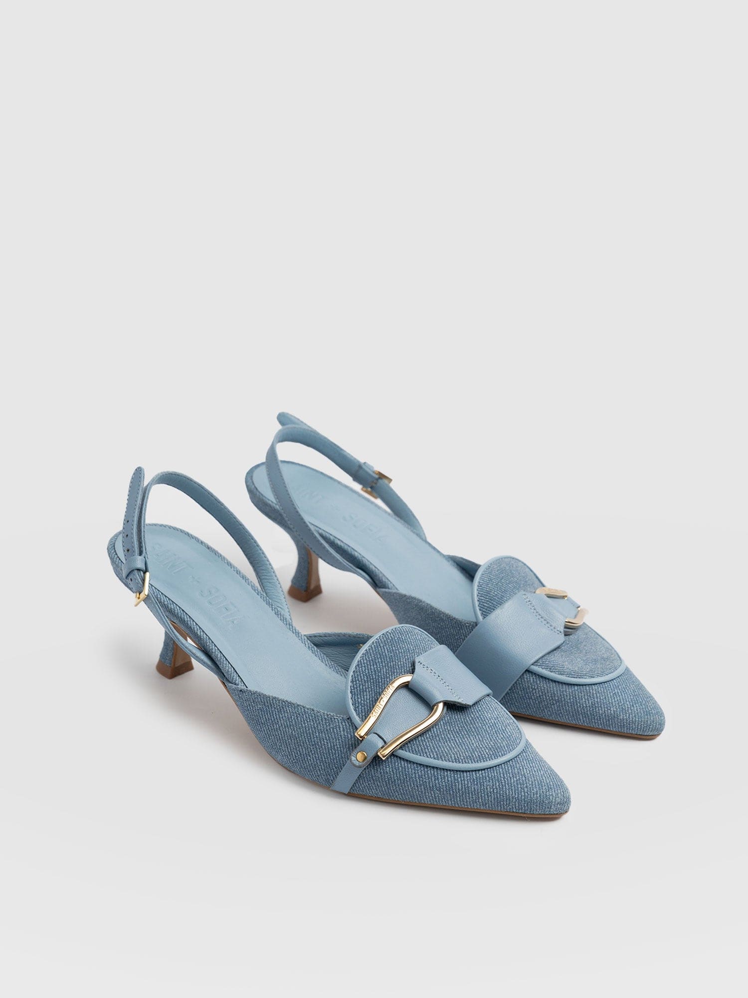 Bridget Sling Back Heels - Blue Denim - Women's Sandalss | Saint + Sofia® EU