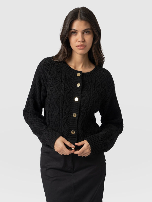 Bronte Cable Cardigan Black - Women's Cardigans | Saint + Sofia® EU