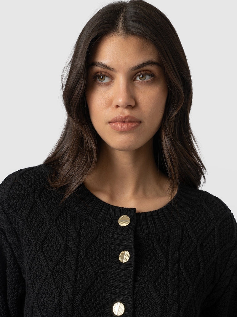 Bronte Cable Cardigan Black - Women's Cardigans | Saint + Sofia® EU