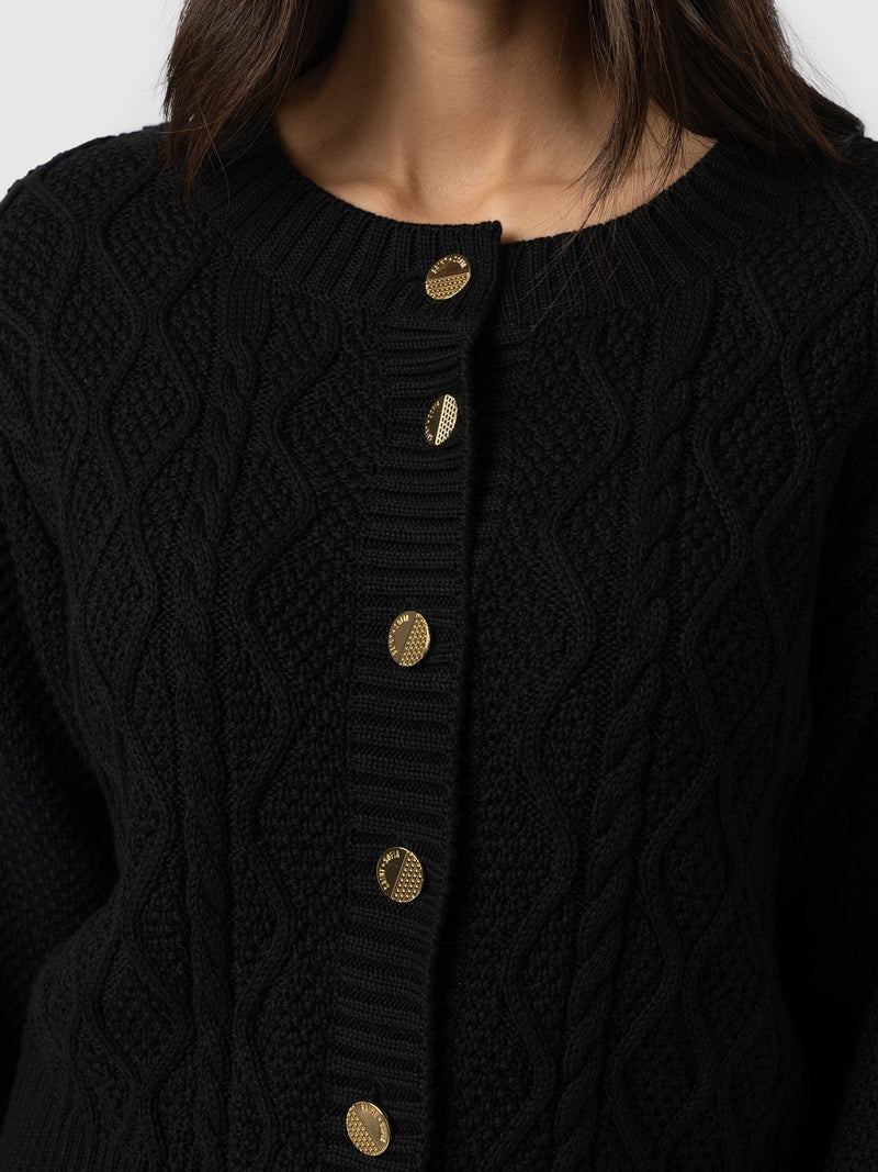 Bronte Cable Cardigan Black - Women's Cardigans | Saint + Sofia® EU