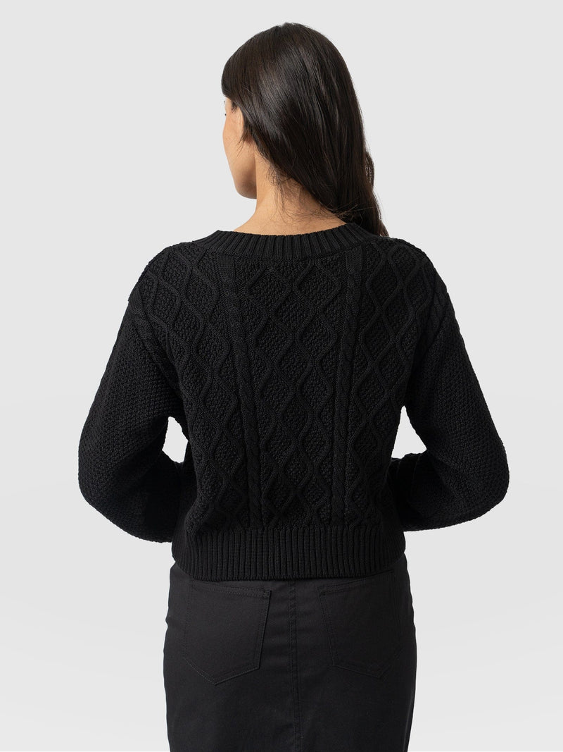 Bronte Cable Cardigan Black - Women's Cardigans | Saint + Sofia® EU