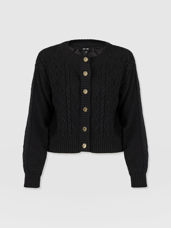 Bronte Cable Cardigan Black - Women's Cardigans | Saint + Sofia® EU