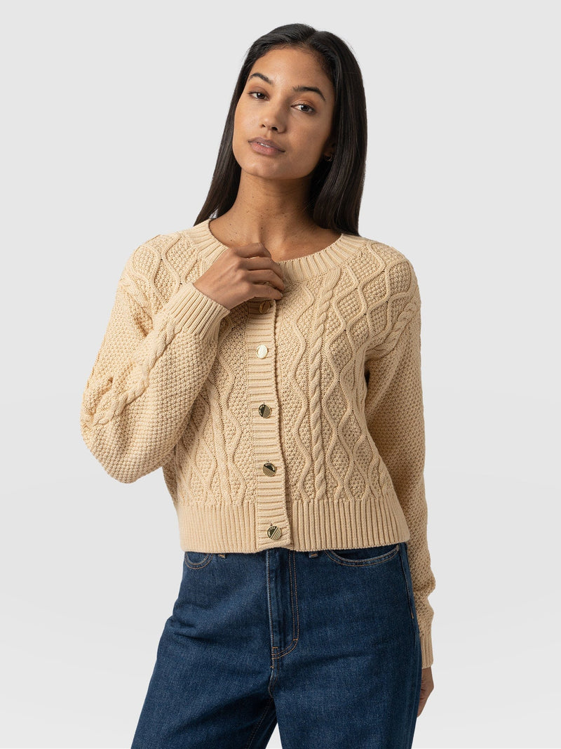 Bronte Cable Cardigan Yellow - Women's Cardigans | Saint + Sofia® EU