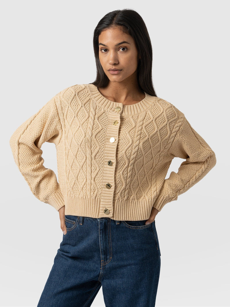 Bronte Cable Cardigan Yellow - Women's Cardigans | Saint + Sofia® EU