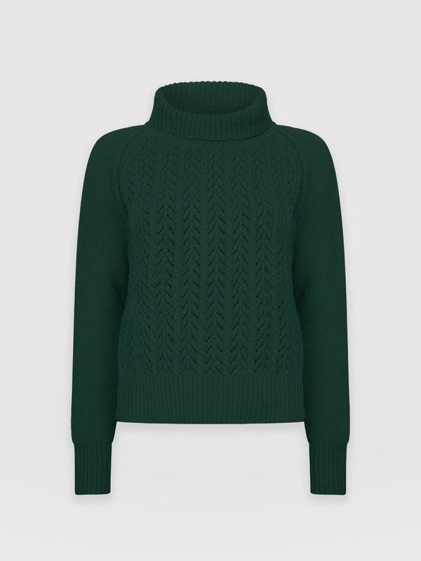 Brook Cable Knit Jumper Green - Women's Jumper | Saint + Sofia® EU