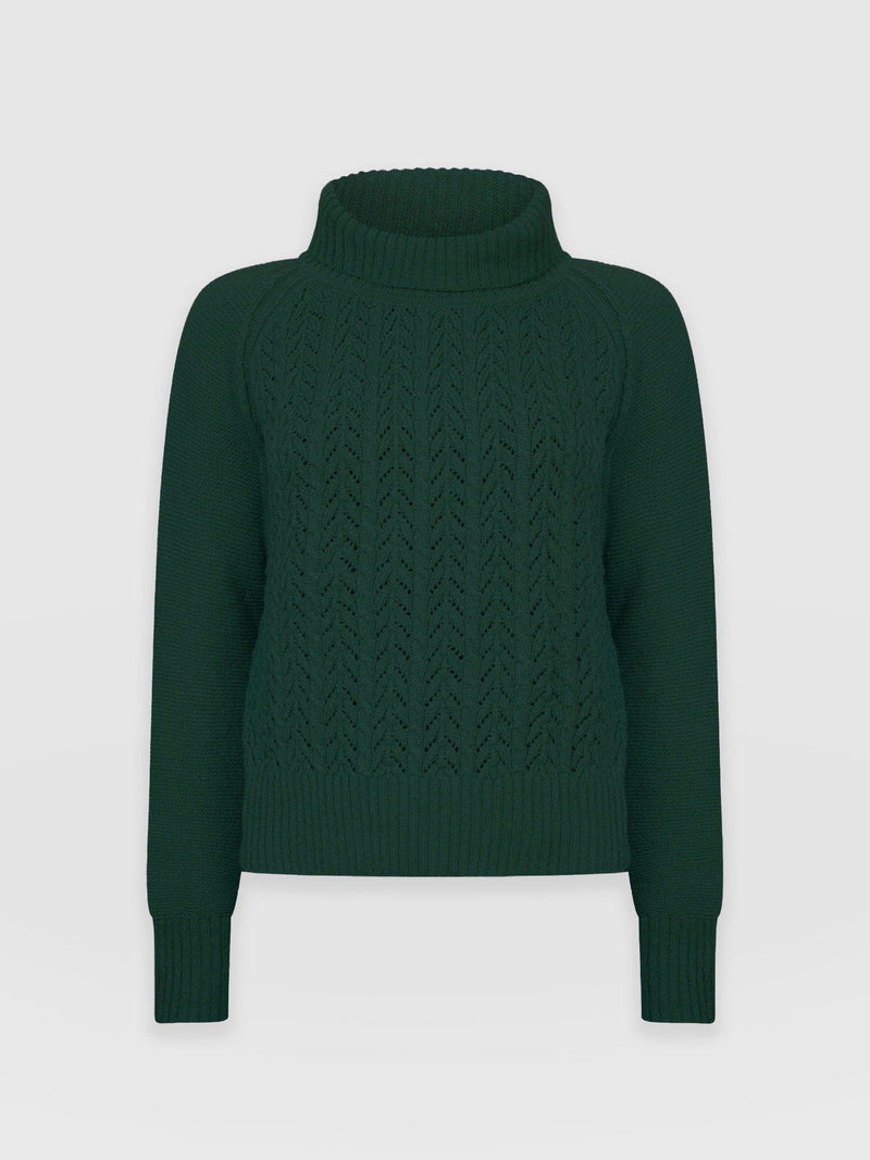 Brook Cable Knit Jumper Green - Women's Jumper | Saint + Sofia® EU