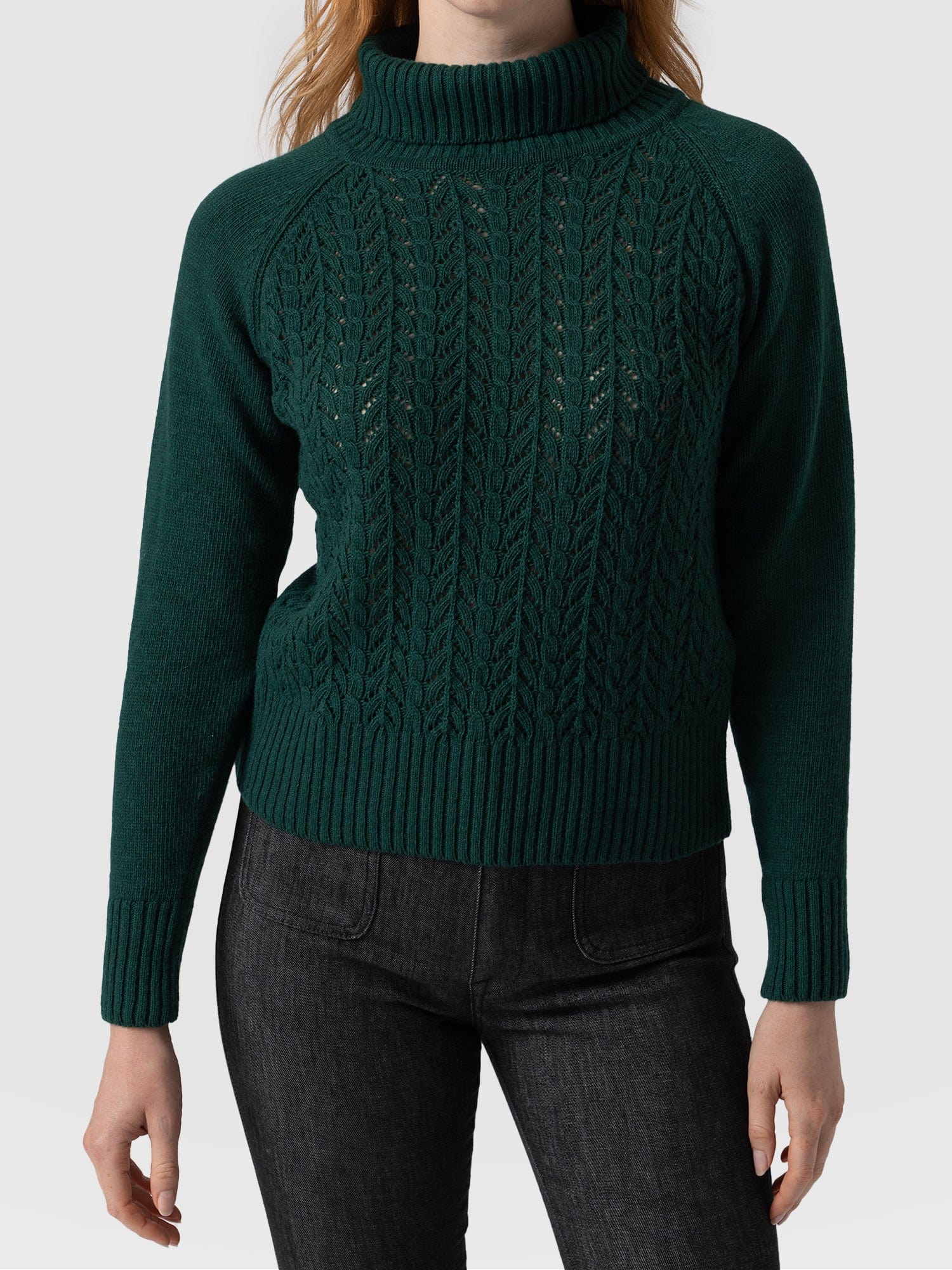 Brook Cable Knit Jumper Green - Women's Jumper | Saint + Sofia® EU