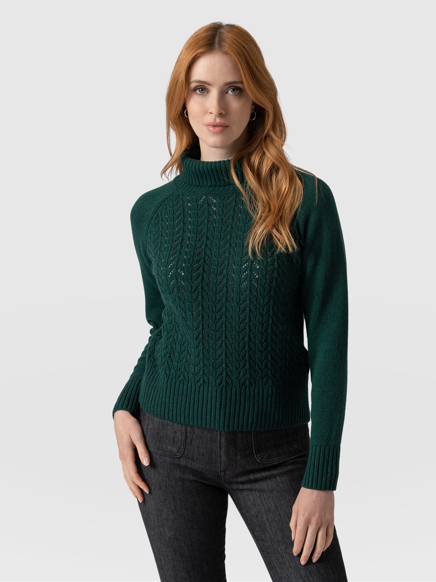 Brook Cable Knit Jumper Green - Women's Jumper | Saint + Sofia® EU