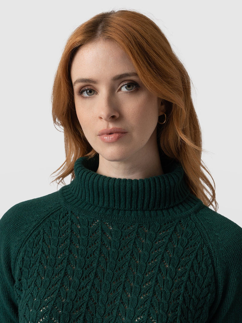 Brook Cable Knit Jumper Green - Women's Jumper | Saint + Sofia® EU