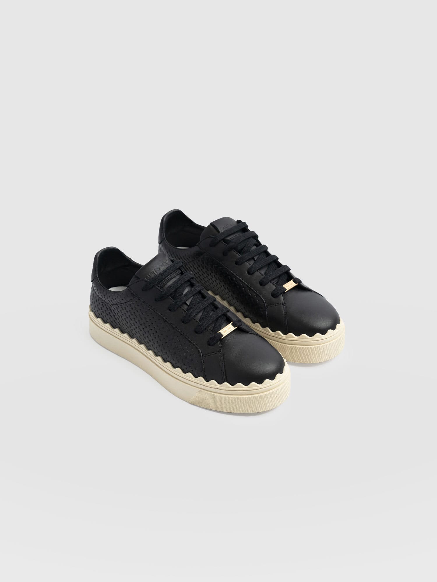 Brook Scallop Trainer Black - Women's Trainers | Saint + Sofia® EU