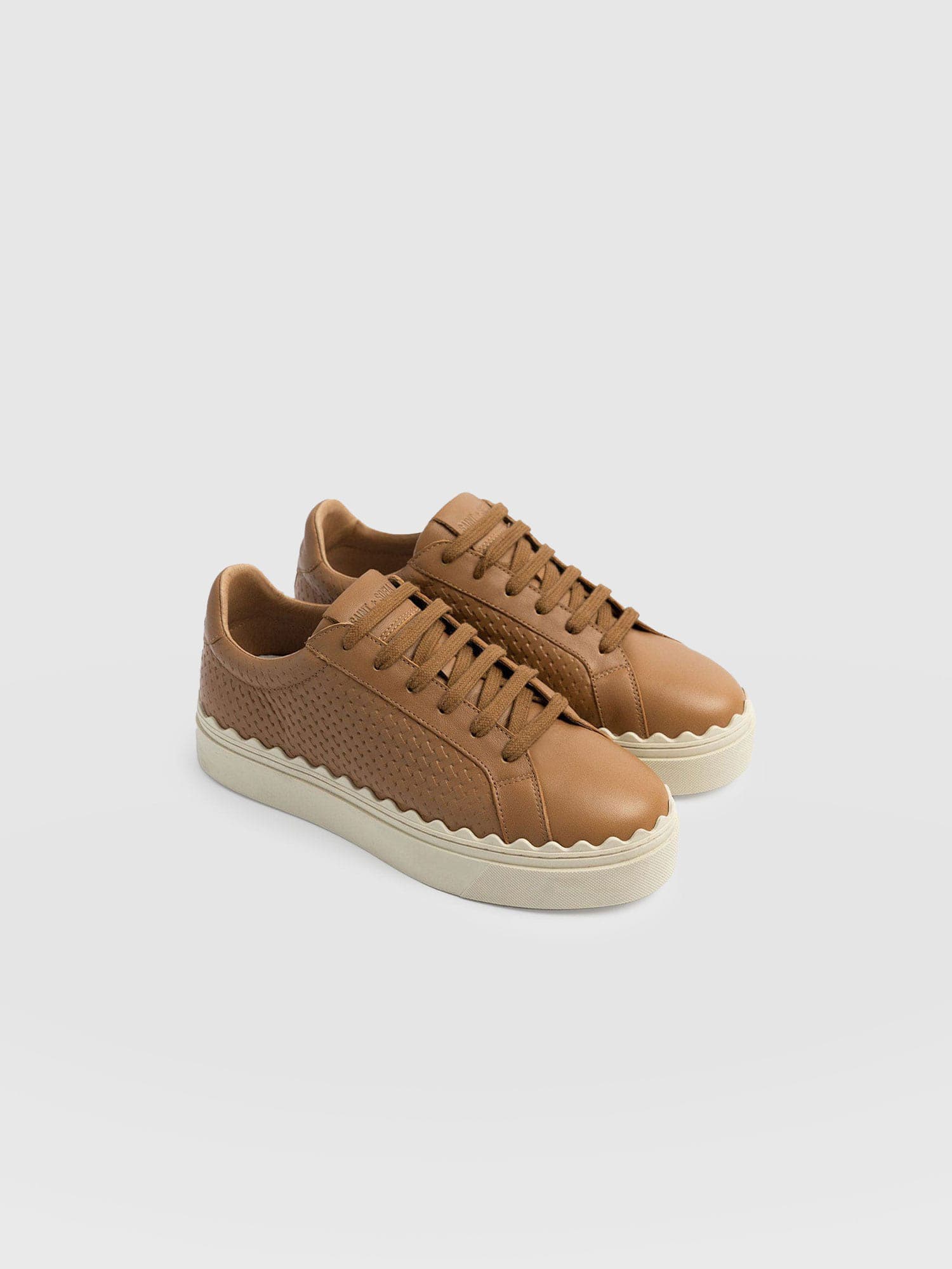 Brook Scallop Trainer Tan - Women's Trainers | Saint + Sofia® EU