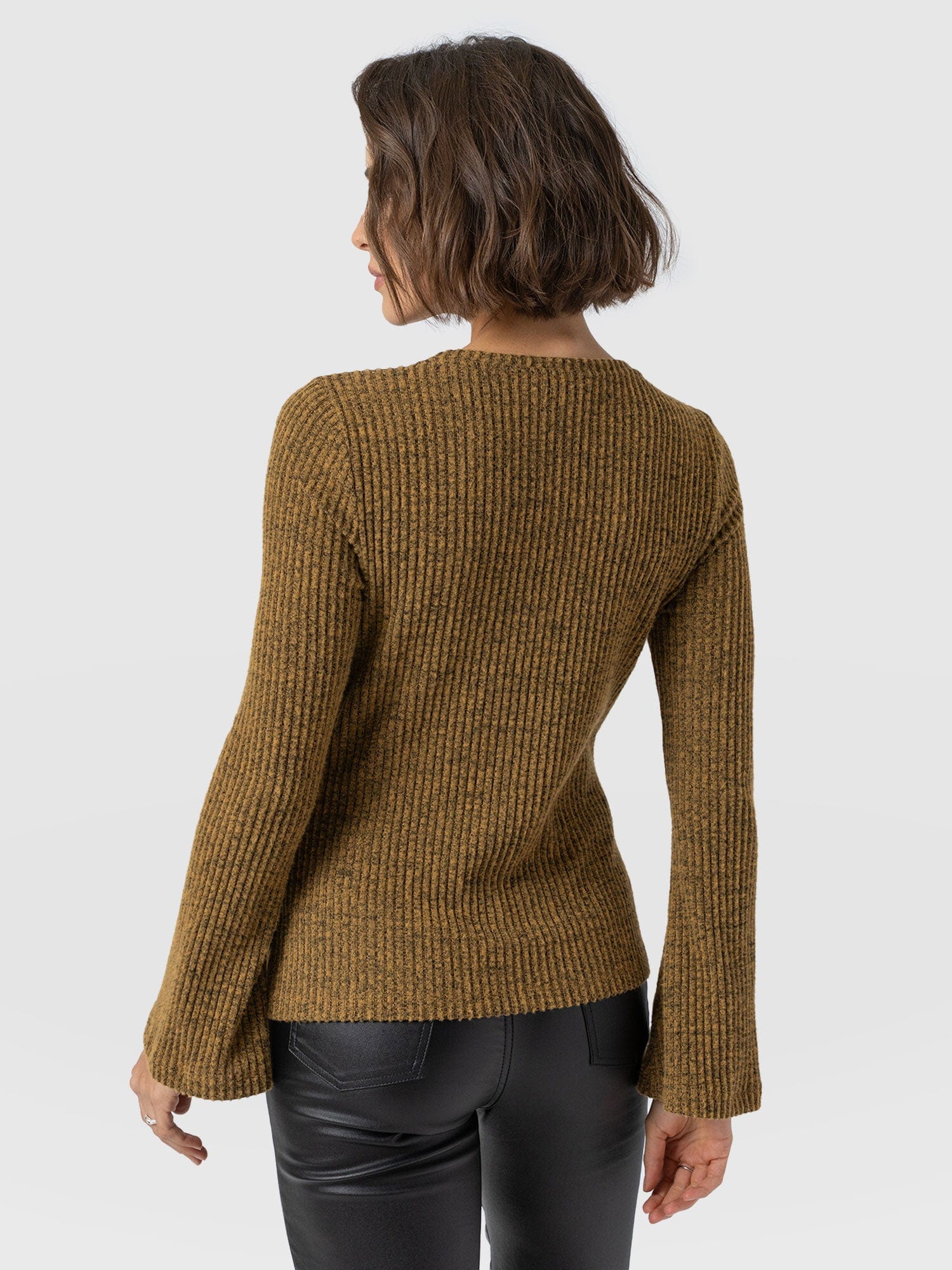 Callie Fluted Tee - Mustard Melange - Women's T-shirts | Saint + Sofia® EU