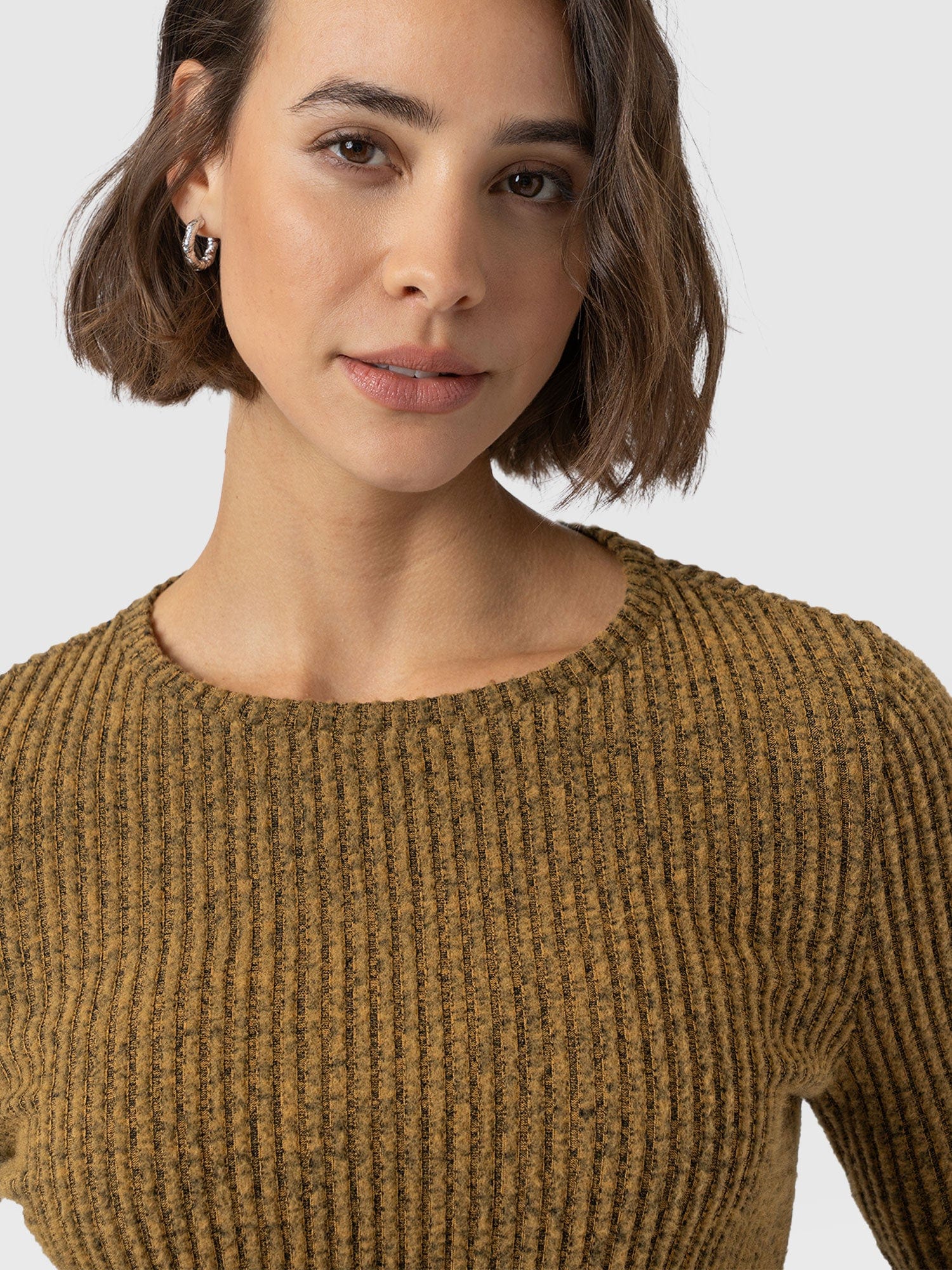 Callie Fluted Tee - Mustard Melange - Women's T-shirts | Saint + Sofia® EU