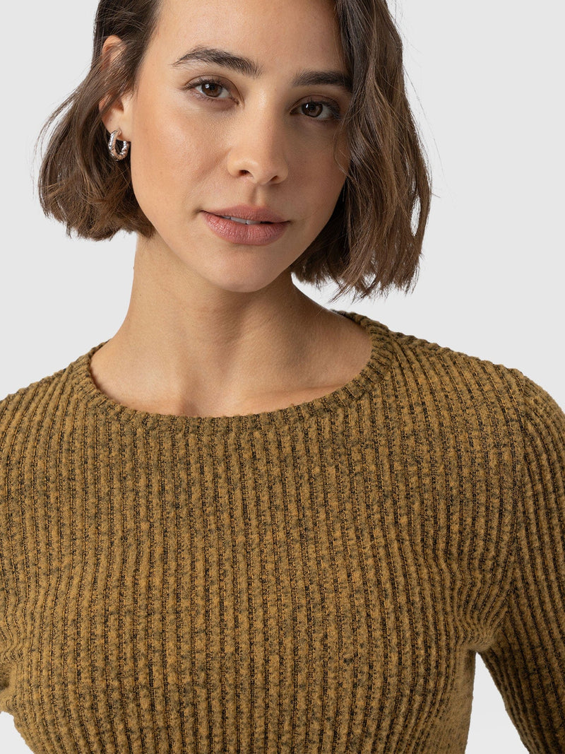 Callie Fluted Tee - Mustard Melange - Women's T-shirts | Saint + Sofia® EU