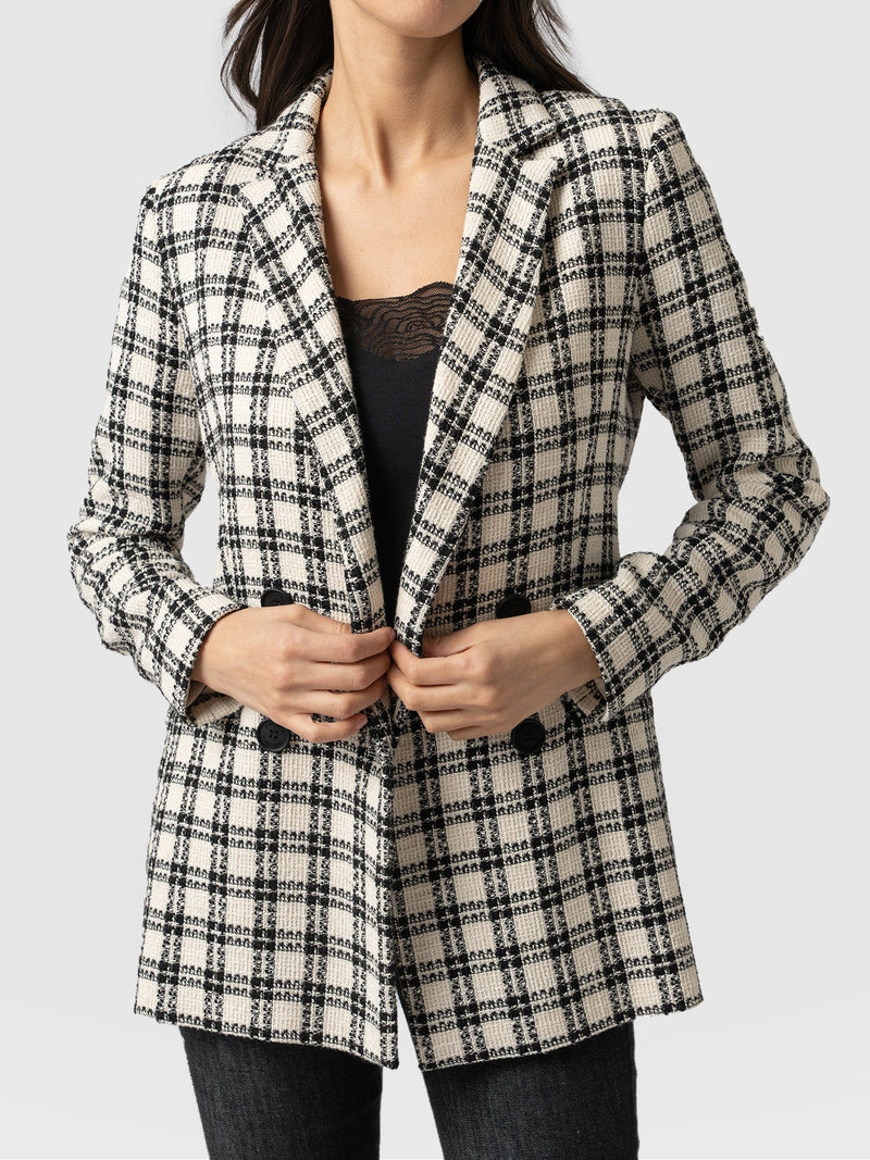 Cambridge Blazer Black & Cream Check - Women's Blazers | Saint + Sofia® EU