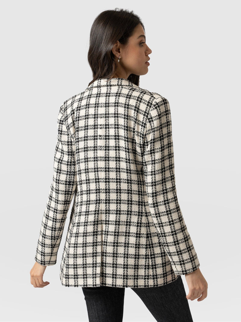 Cambridge Blazer Black & Cream Check - Women's Blazers | Saint + Sofia® EU