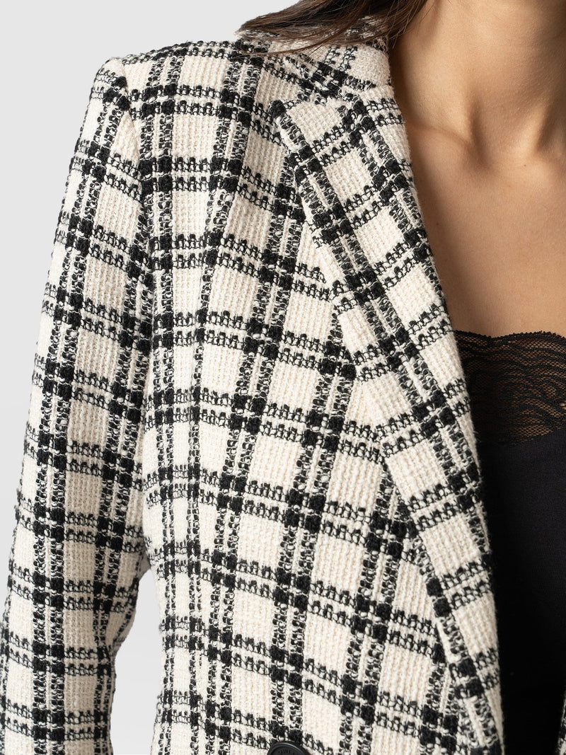 Cambridge Blazer Black & Cream Check - Women's Blazers | Saint + Sofia® EU