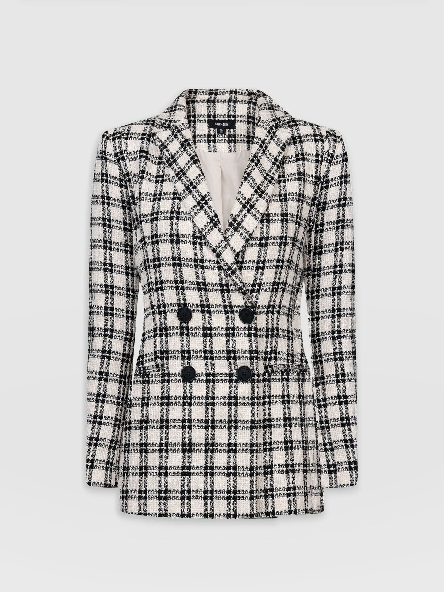 Cambridge Blazer Black & Cream Check - Women's Blazers | Saint + Sofia® EU