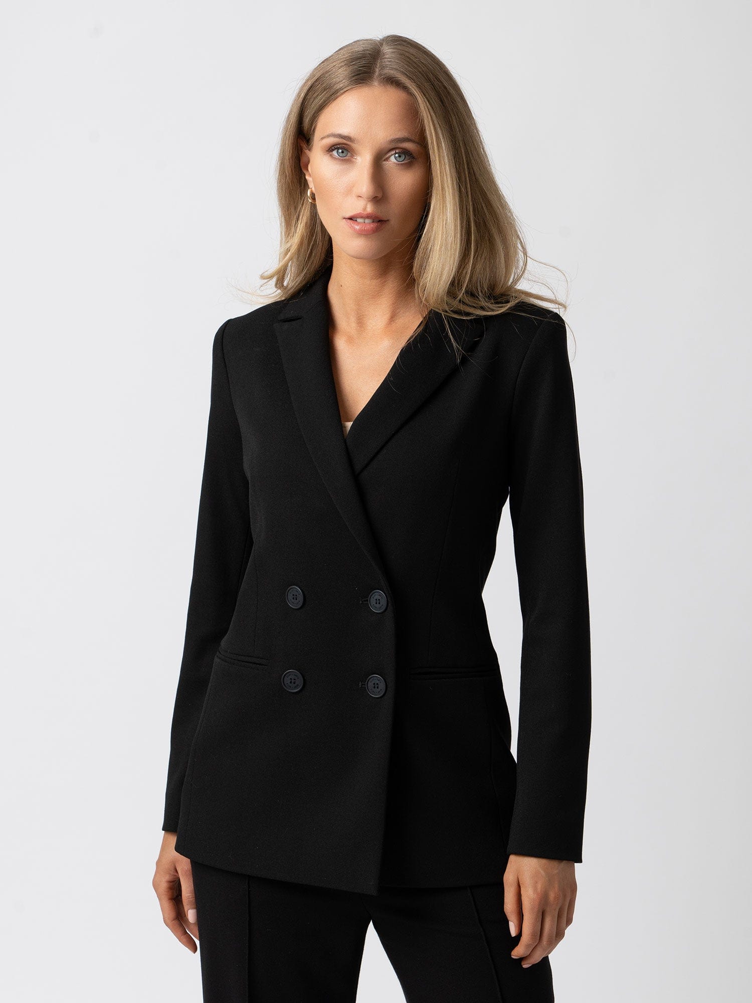 Cambridge Blazer Black Crepe - Women's Blazers | Saint + Sofia® UK