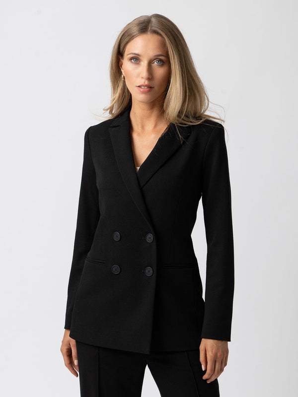 Apostrophe - blazer en cuir noir avec ecusson - Mode Femme