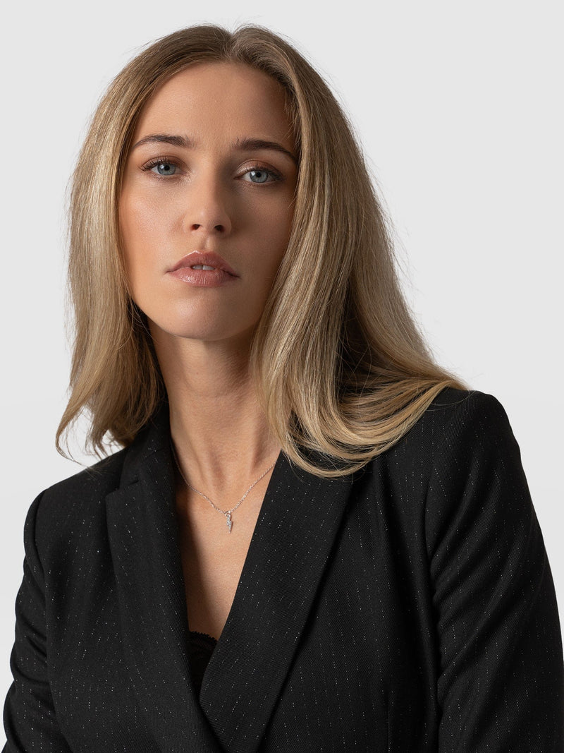 Cambridge Blazer Black Lurex Pinstripe - Women's Blazers |  Saint + Sofia® EU