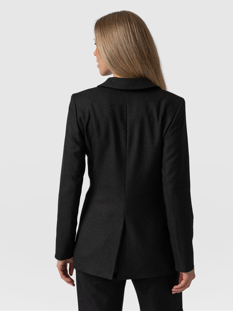 Cambridge Blazer Black Lurex Pinstripe - Women's Blazers |  Saint + Sofia® EU