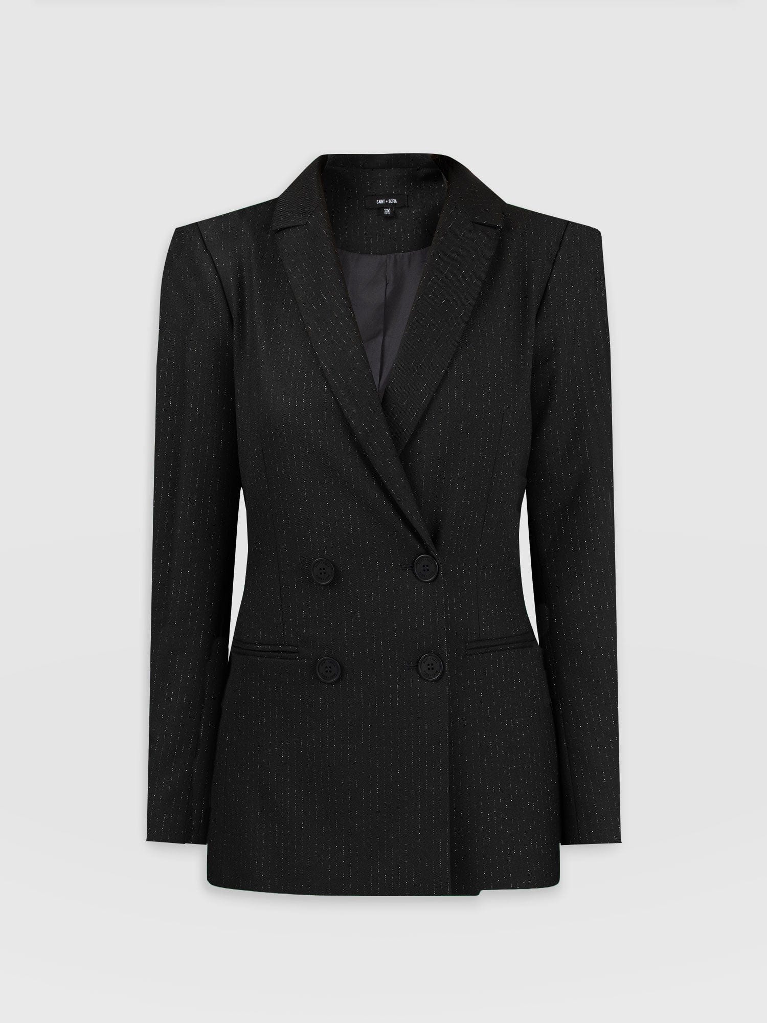 Cambridge Blazer Black Lurex Pinstripe - Women's Blazers |  Saint + Sofia® EU