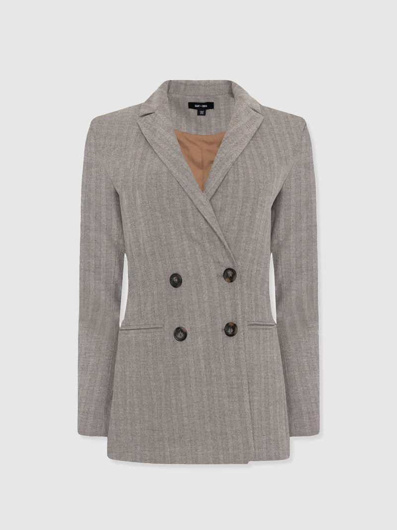 Cambridge Blazer - Brown Herringbone - Women's Jackets | Saint + Sofia® EU
