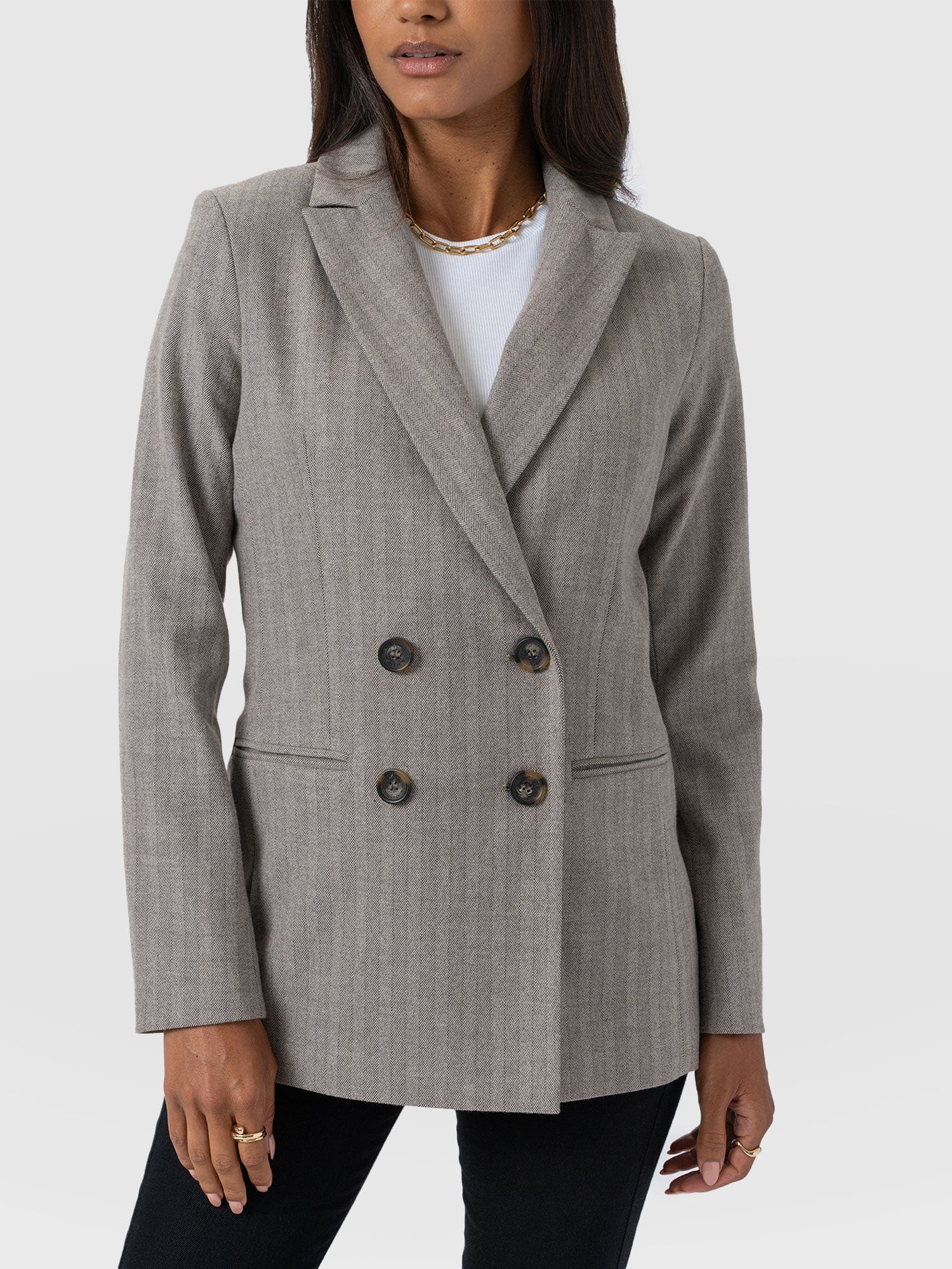 Cambridge Blazer - Brown Herringbone - Women's Jackets | Saint + Sofia® EU