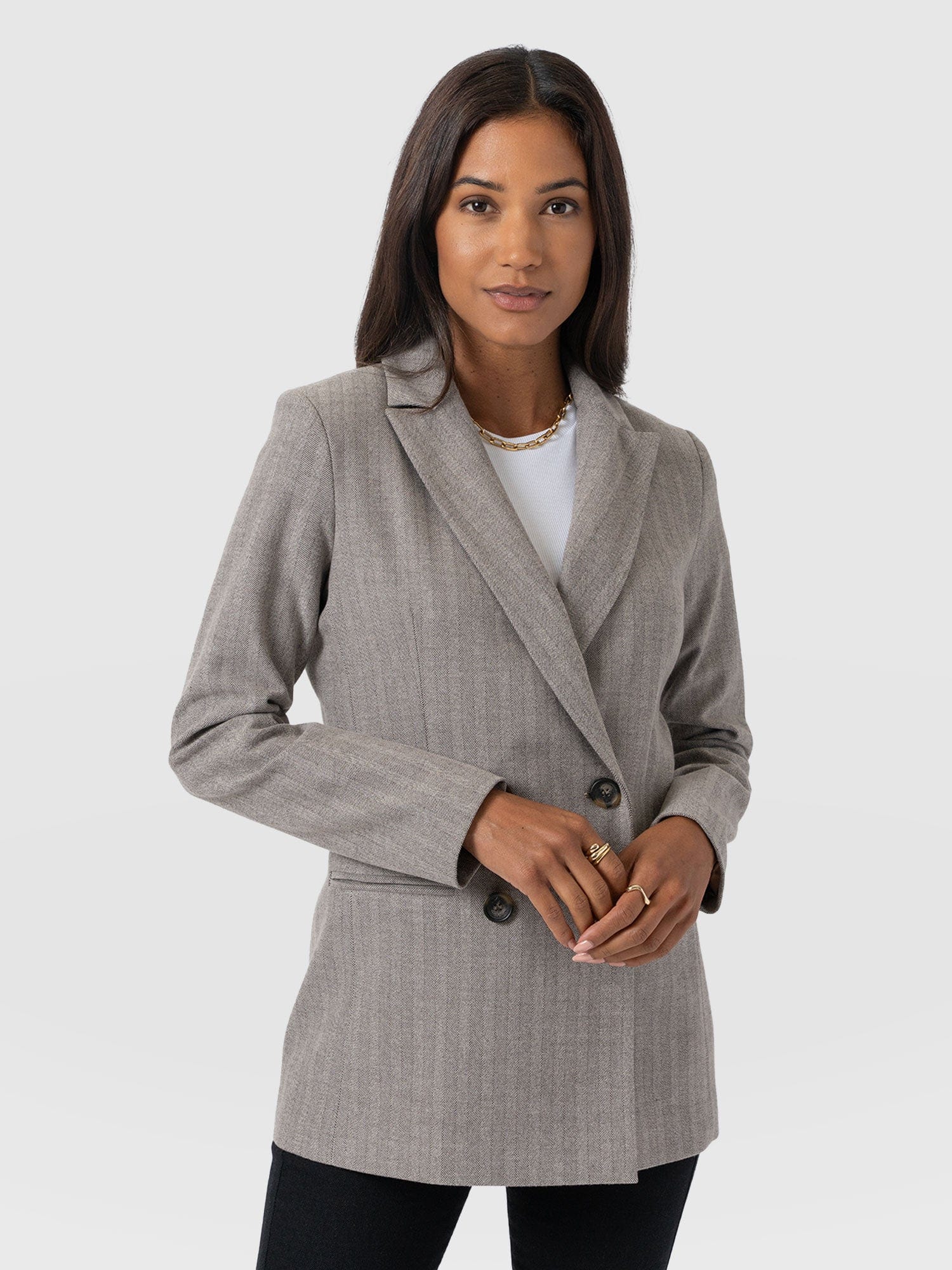 Cambridge Blazer - Brown Herringbone - Women's Jackets | Saint + Sofia® EU