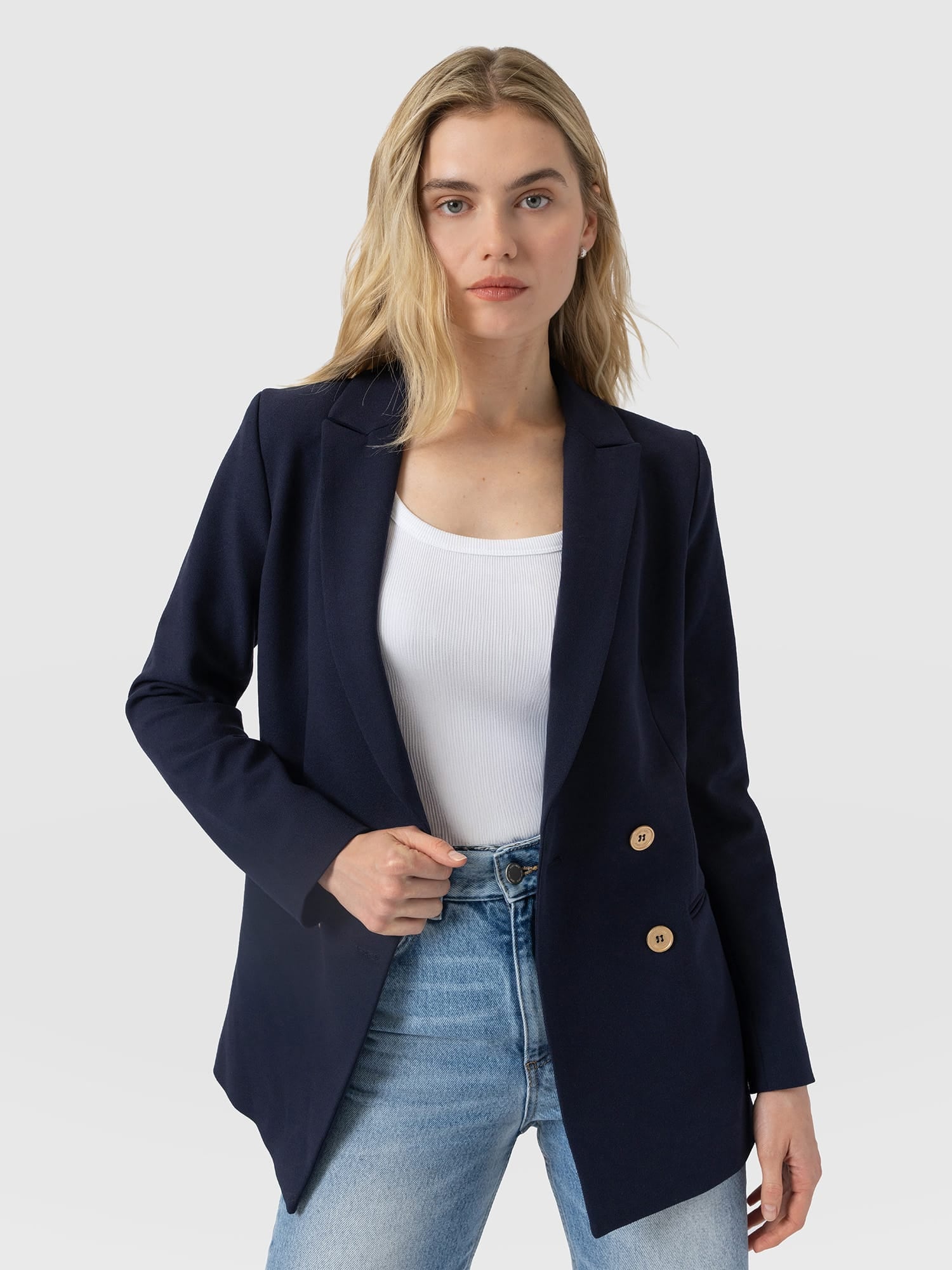 Cambridge Blazer Navy Crepe - Women's Blazers | Saint and Sofia® EU