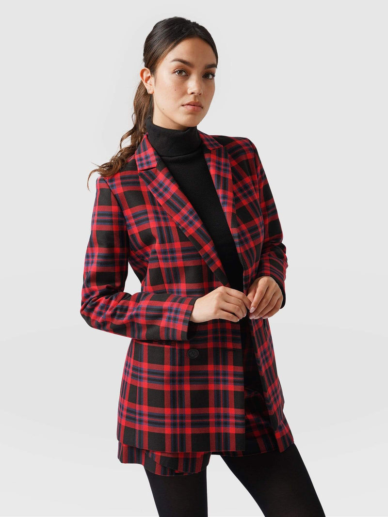 Cambridge Blazer Red Check - Women's Blazers | Saint + Sofia® EU