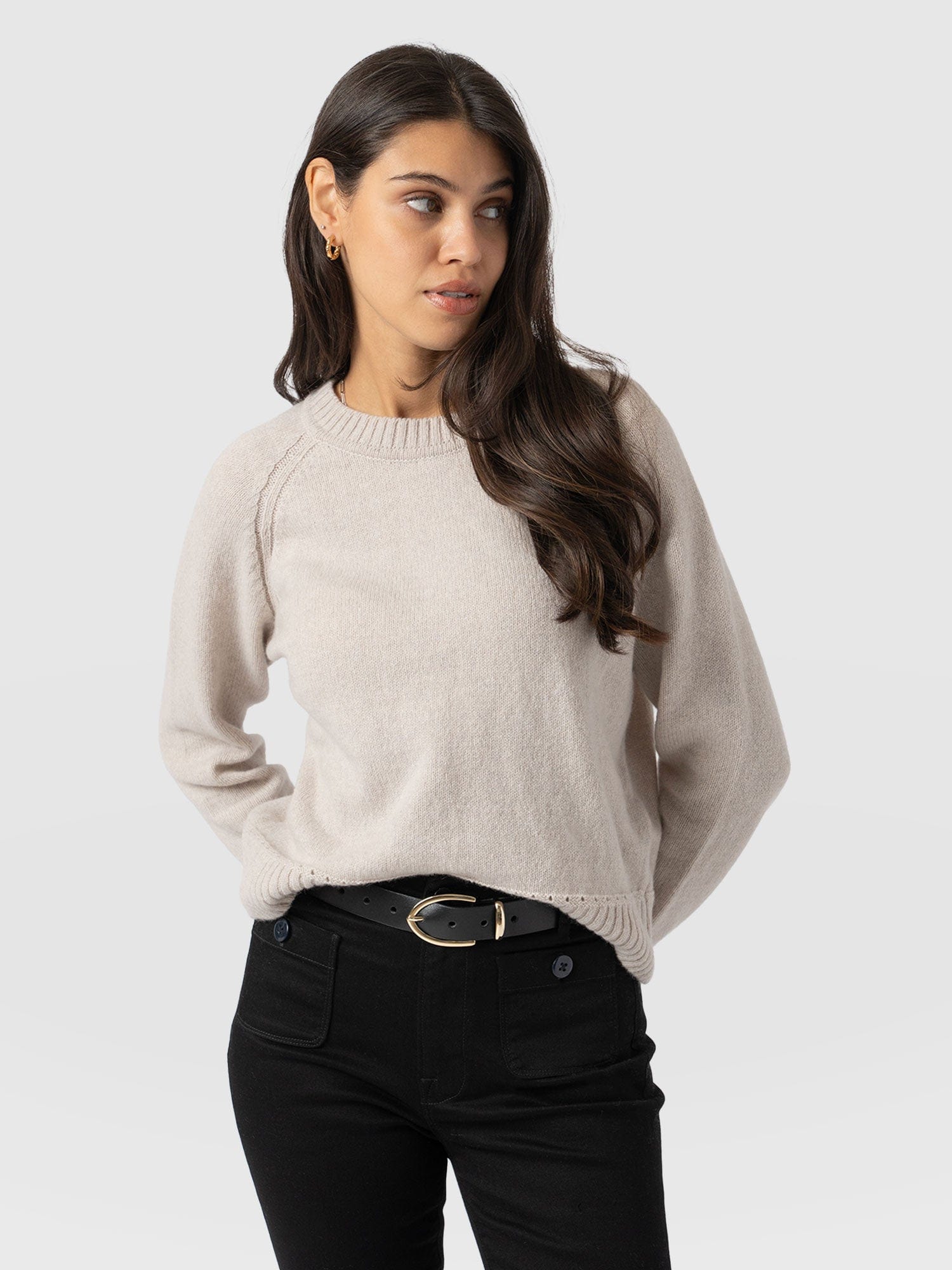 Cambridge Cashmere Jumper Cream - Women's Jumpers | Saint + Sofia® EU