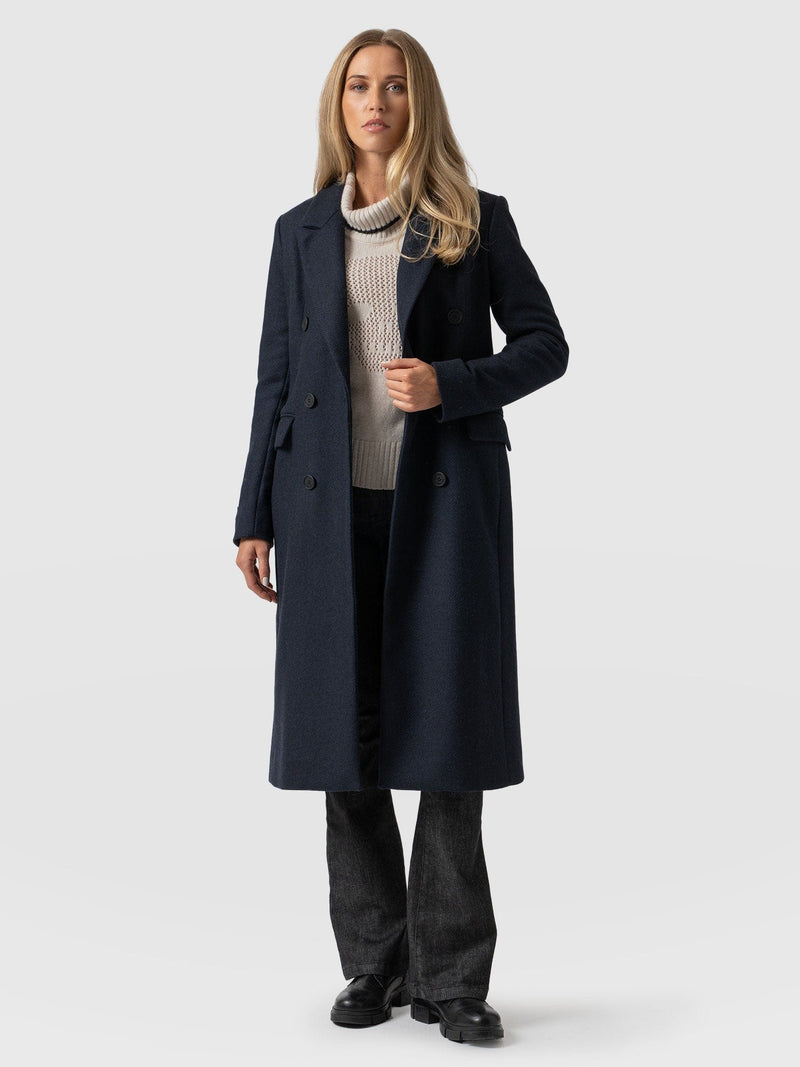 Cambridge Coat Navy Chevron - Women's Coats | Saint + Sofia® EU