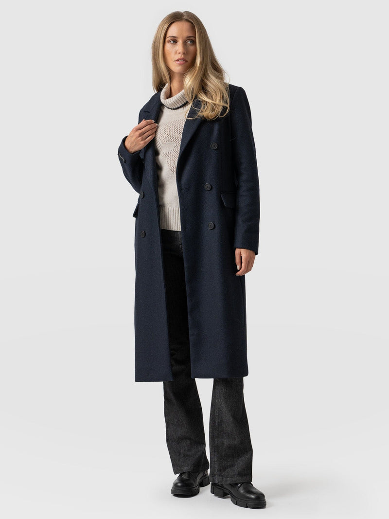 Cambridge Coat Navy Chevron - Women's Coats | Saint + Sofia® EU